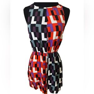 Colorful geometric pattern mini dress or tunic.